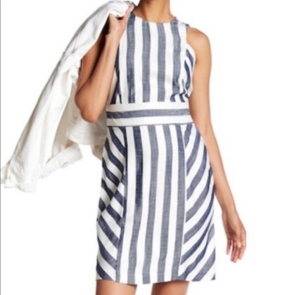 Sharagano blue/white striped dress